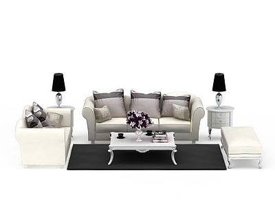 3d白色软装沙发组合模型