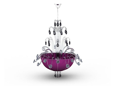 紫色圆形吊灯模型3d模型
