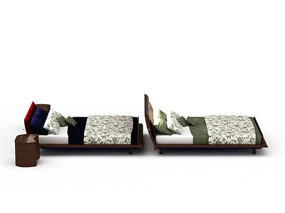 现代实木床模型3d模型