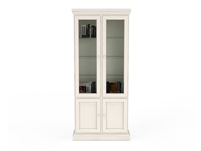 白色雕花书柜模型3d模型