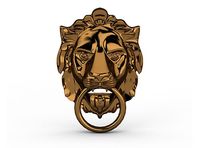 3d狮子头像门环免费模型
