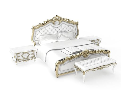 3d奢华贵族床免费模型
