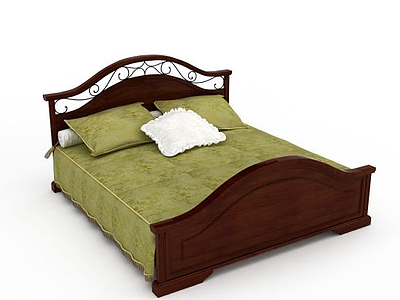 3d现代木质双人床免费模型