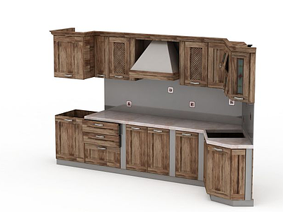 复古实木橱柜模型3d模型