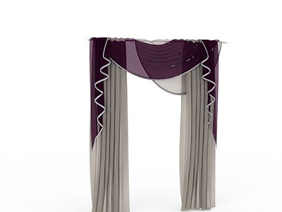 3d卧室紫色窗帘免费模型