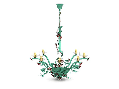 3d绿色雕花吊灯免费模型