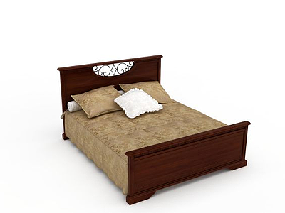 3d卧室木质床免费模型