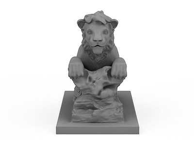 3d狮子石雕摆件免费模型