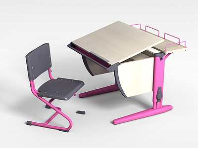 3d创意课桌椅模型