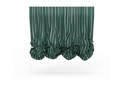 绿色条纹窗帘模型3d模型