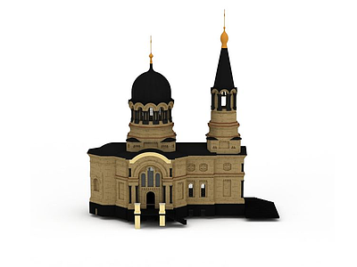 3d欧式古老教堂模型