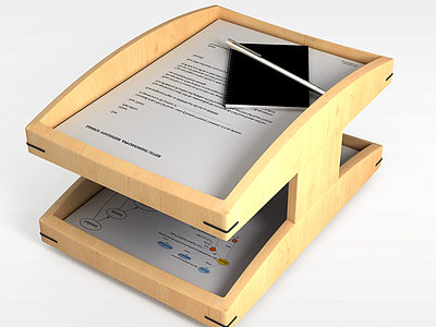 3d木质文件盒模型