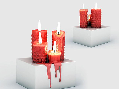 3d红色蜡烛摆件模型
