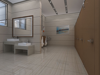 公共厕所室内透视模型3d模型