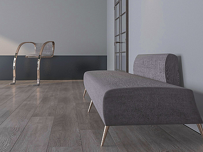 休闲红麻灰沙发椅模型3d模型