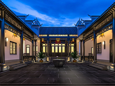 中式庭院3d模型