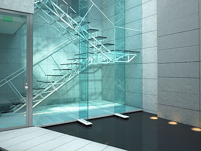 3d现代简约楼梯过道模型