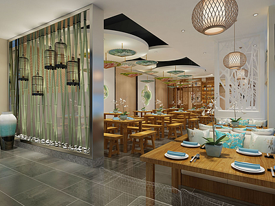 新古典中式餐厅模型3d模型
