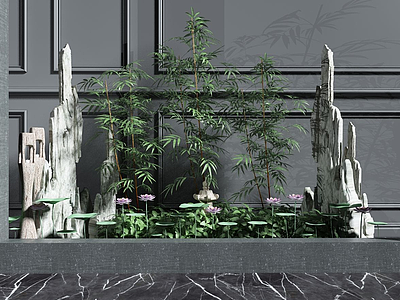 3d现代室内植物景观模型