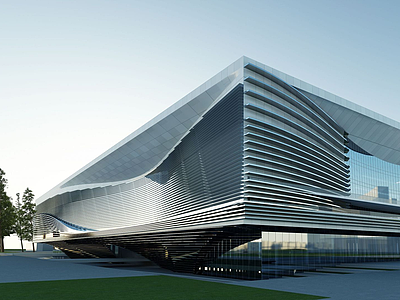 3d大型体育建筑展览馆模型