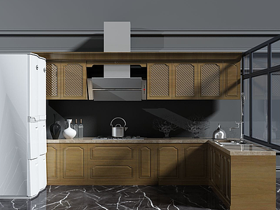 3d欧式厨房橱柜模型