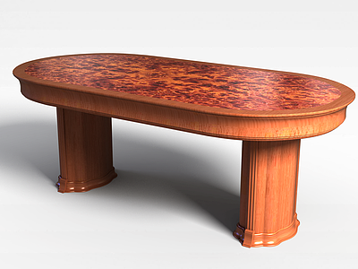 3d椭圆实木桌子模型