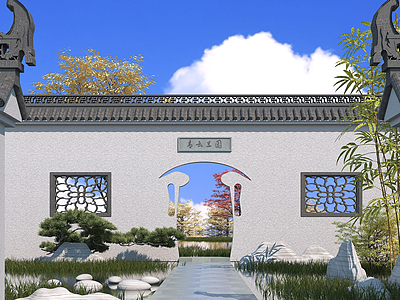 中式庭院入口门洞模型3d模型