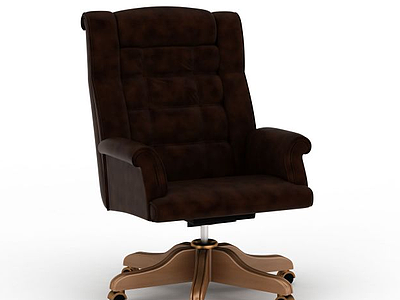 褐色办公转椅模型3d模型