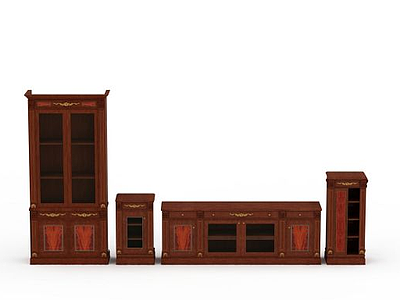 3d木制柜子组合模型