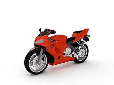 红色摩托车模型3d模型