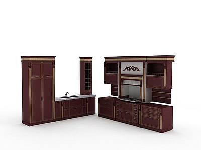 3d木制厨房免费模型
