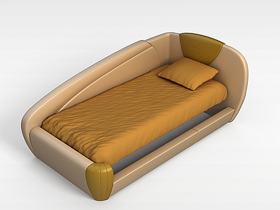 3d躺卧式单人床模型
