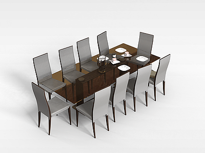 3d现代客厅桌椅模型