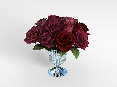 3d玫瑰装饰品模型