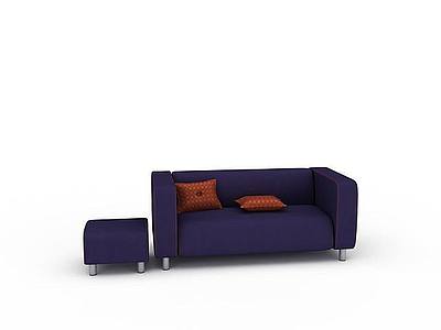 紫色商务沙发模型3d模型
