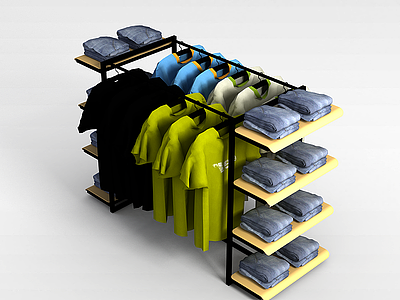 市场服装展示架模型3d模型