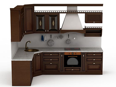 西方开放式厨房模型3d模型