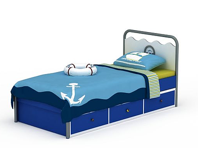 水手风格床模型3d模型