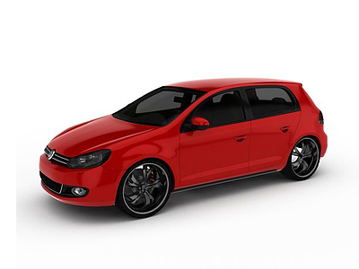 红色大众汽车模型3d模型