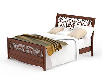 仿古木制床模型3d模型