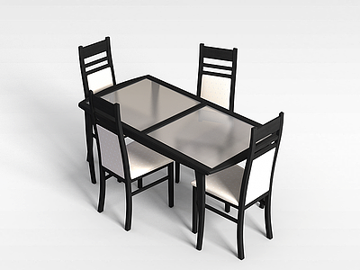 3d黑色桌椅组合模型