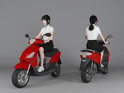 现代风格骑车美女人物模型3d模型