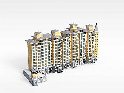 3d高级小区楼模型