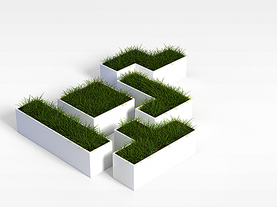 3d草堆盆栽植物模型