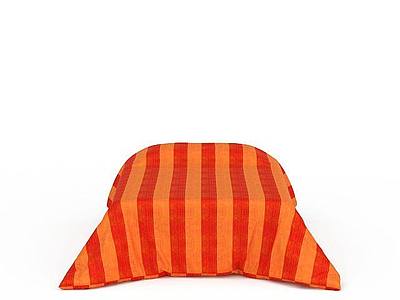 3d橘色条纹床免费模型