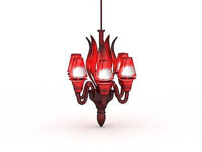 红色吊灯模型3d模型