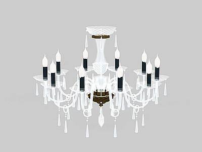 3d白色水晶吊灯免费模型