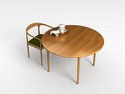 原木桌椅模型3d模型