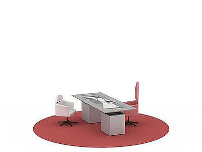 3d办公桌椅组合免费模型