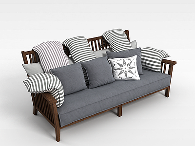 3d木制现代沙发模型